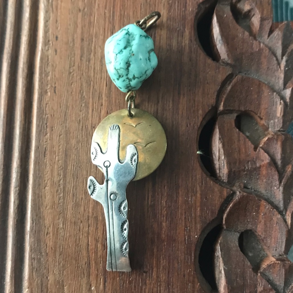 Handmade Turquoise Cactus Pendant
